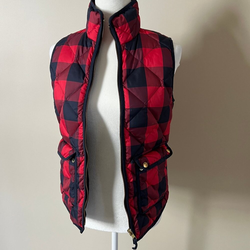J.Crew Quilted Buffalo Plaid Down Puffer Vest XXS Down Feather‎